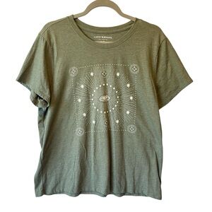 Lucky Brand tee XL Green All Seeing Eye Short sleeve Crew neck T-shirt Women top